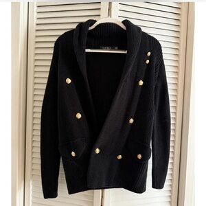 Ralph Lauren XS doubled breasted black knit sweater blazer